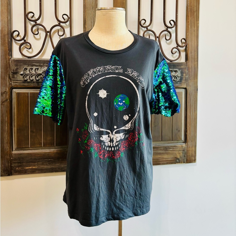 Topshop and finally Grateful Dead T-shirt with sequin sleeves